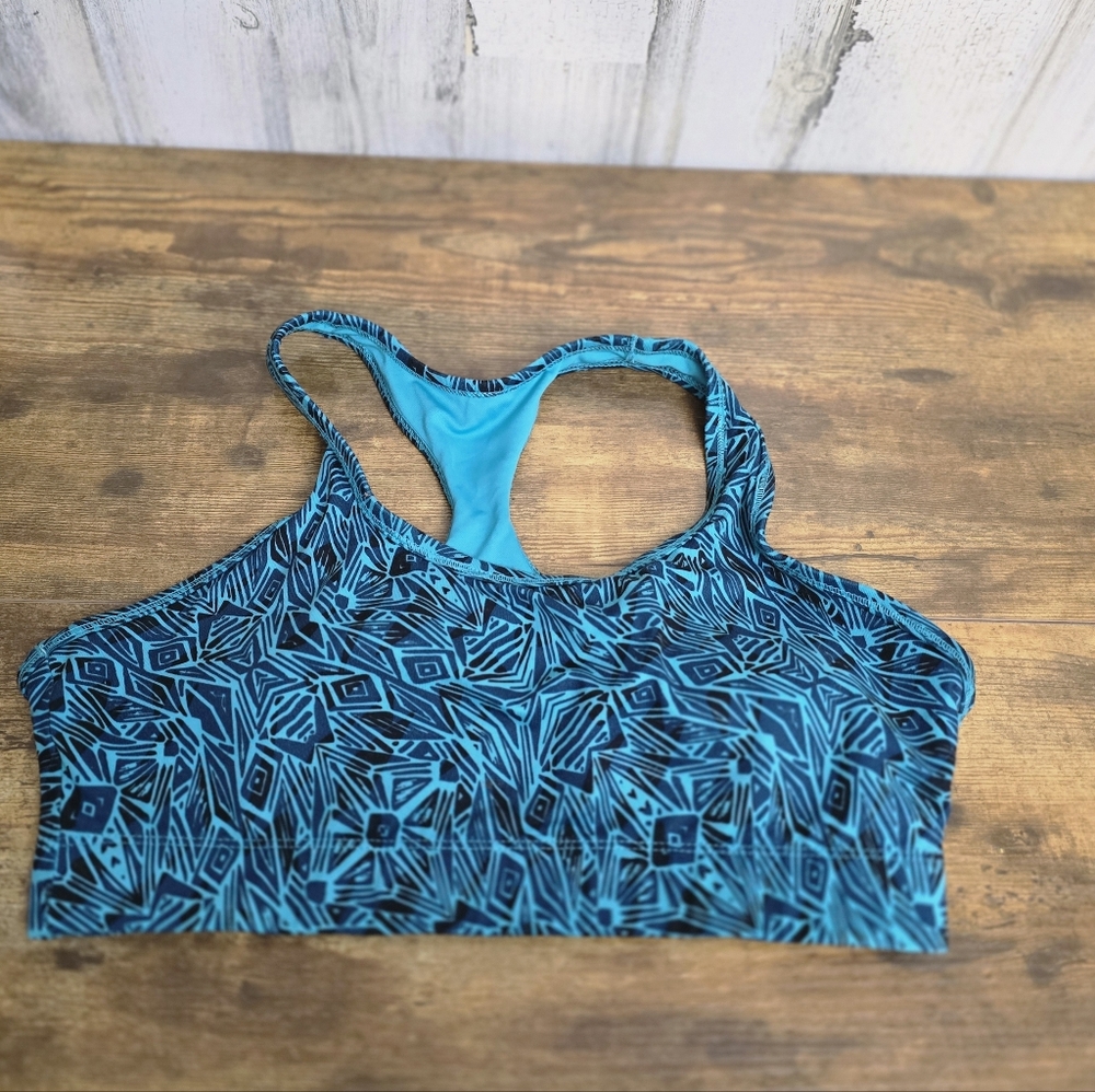 Balance Collection Teal Geometric Sports Bra Size XL 38C/D